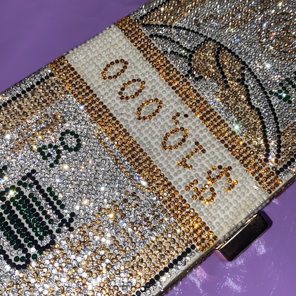 Small Glittery $10,000 Stack Clutch (Chain/Strap can be added)
